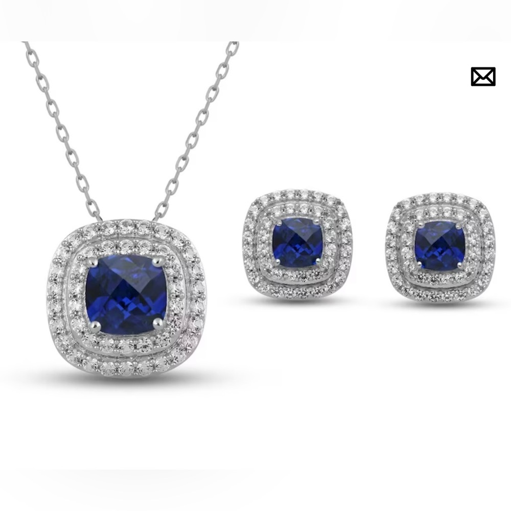 Boxed Set Lab-Created Sapphire Sterling Silver